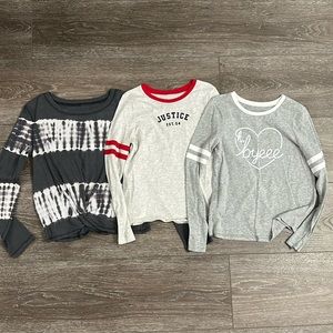 Lot of 3 Justice long sleeve shirts